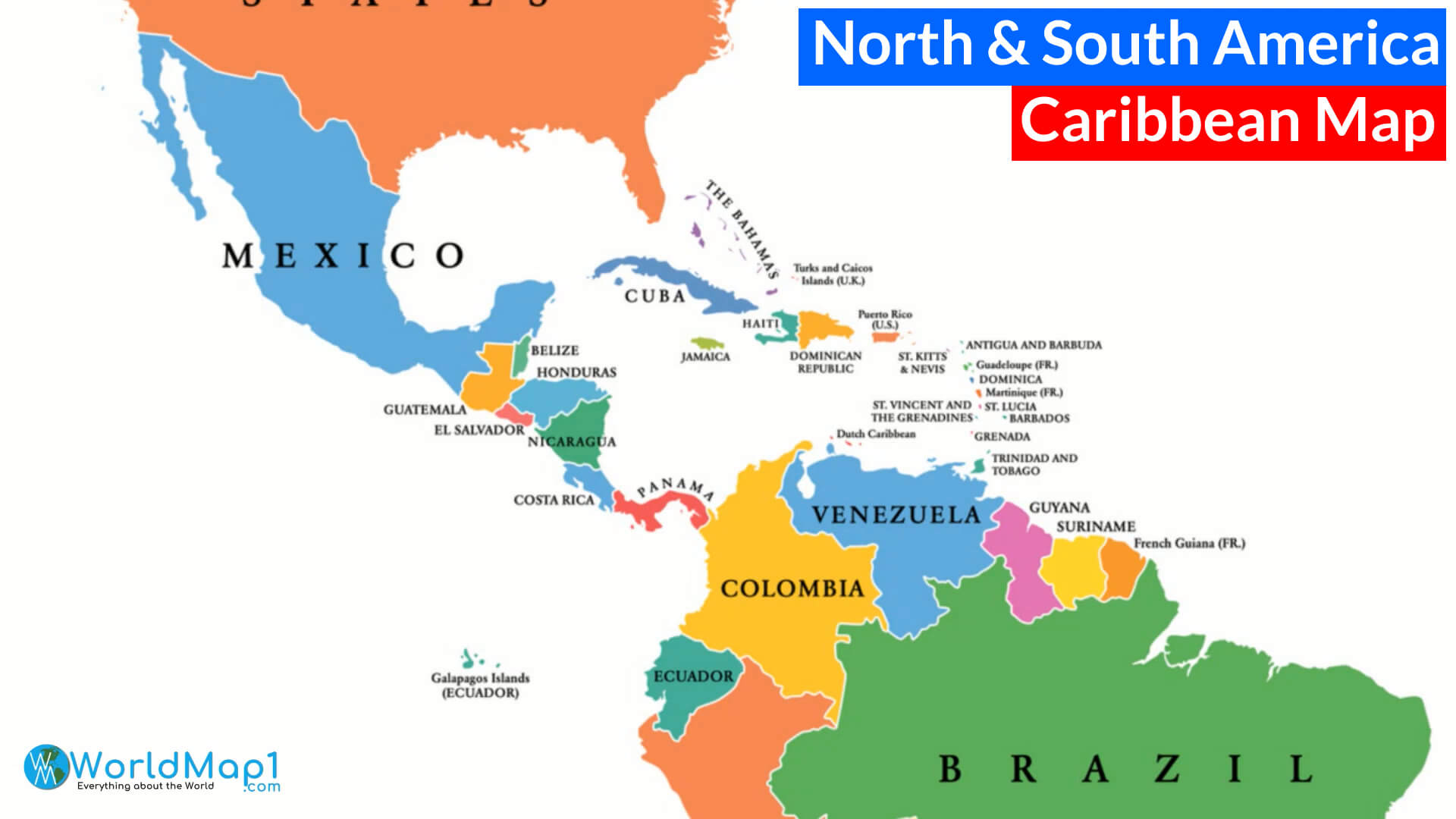 North America and Caribbean Map